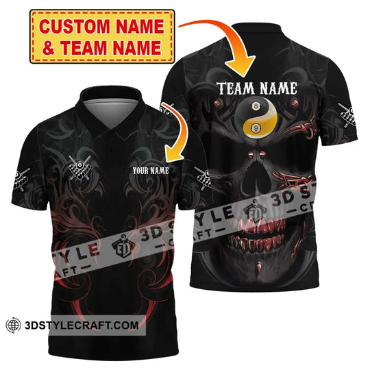 Unisex Shirt, Custom Name and Team Name Bowling Polo Shirt, Bowling Skull T-Shirt, Bowling Hoodie Long Sleeve Shirt style option 1