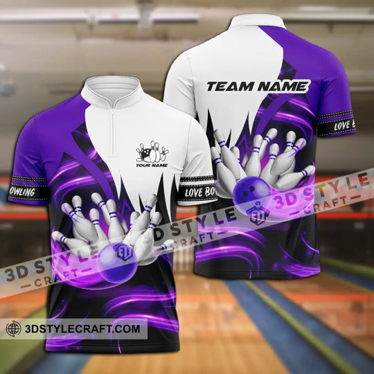 Unisex Shirt - Custom Name And Team Name Shirt, Bowling Purple Motifs style option 3