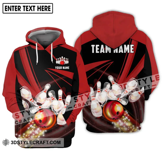 Unisex Shirt - Custom Name And Team Name Shirt, Bowling Red Line Shirt style option 3