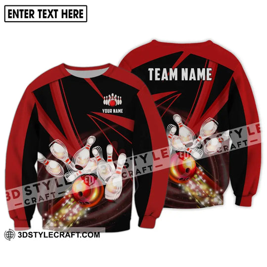 Unisex Shirt - Custom Name And Team Name Shirt, Bowling Red Line Shirt style option 4