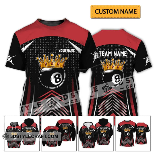 Unisex Shirt - Custom Name And Team Name Shirt - Crown Billiard Ball Number 8 style option 2