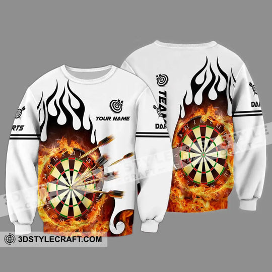 Unisex Shirt - Custom Name And Team Name Darts Shirt, Fire Dartboard style option 4
