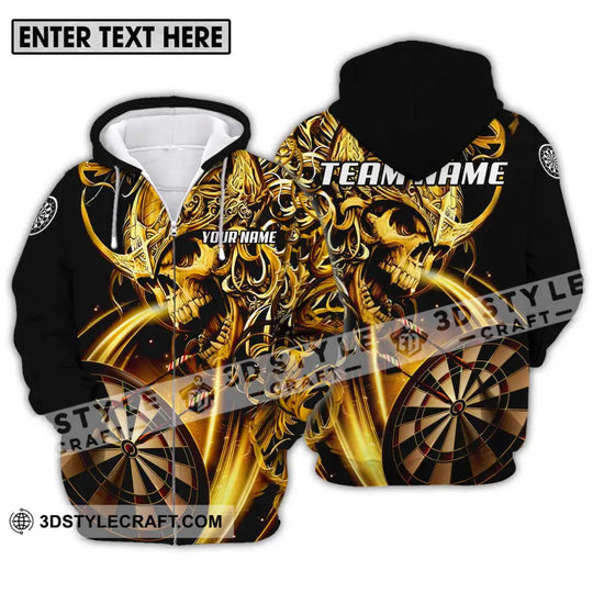 Unisex Shirt - Custom Name And Team Name Darts Shirt, Gold Darts style option 2