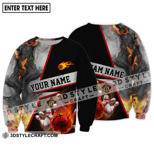 Unisex Shirt - Custom Name And Team Name Shirt, Fire Ball Bowling Lover Shirt style option 4