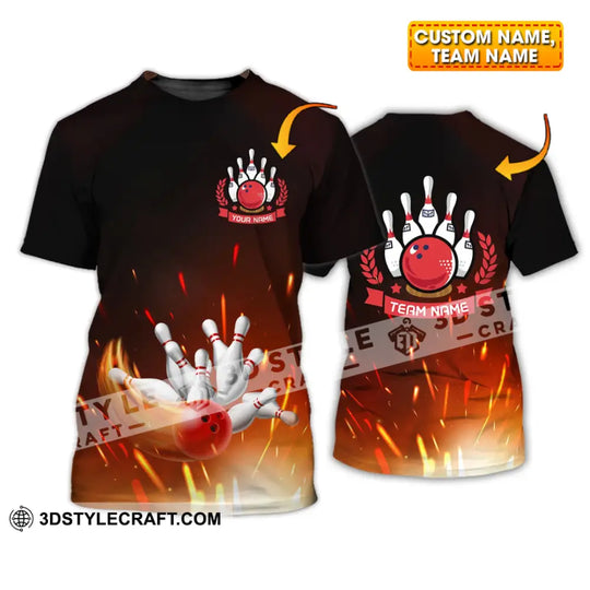Unisex Shirt - Custom Name And Team Name Shirt -Fire Bowling Balls style option 1