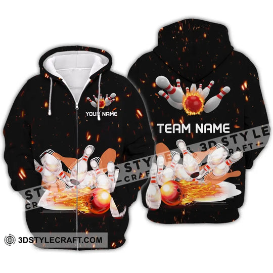 Unisex Shirt - Custom Name And Team Name Shirt - Fire Light Bowling Balls style option 4