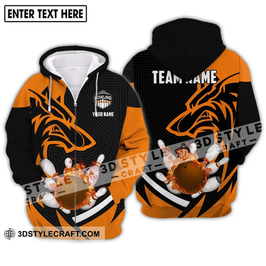 Unisex Shirt - Custom Name And Team Name Shirt, Fire Wolf Bowling Shirt style option 2
