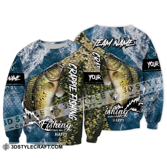 Unisex Shirt - Custom Name And Team Name Fishing Shirt, Fishing Makes Me Happy style option 4