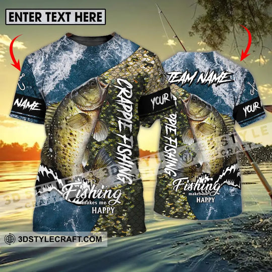 Unisex Shirt - Custom Name And Team Name Fishing Shirt, Fishing Makes Me Happy style option 1