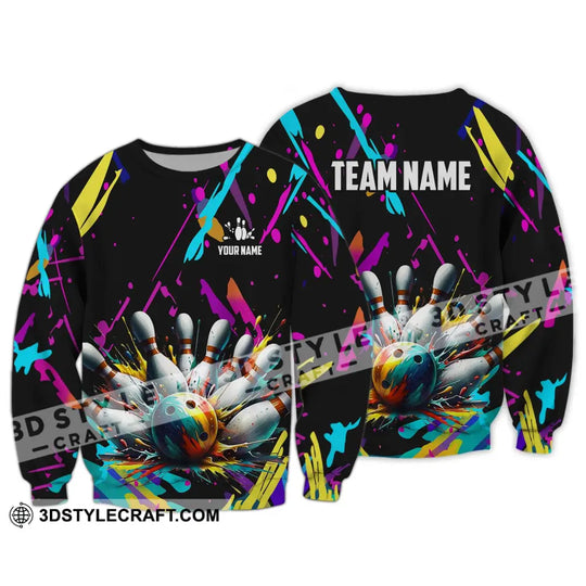 Unisex Shirt - Custom Name And Team Name Shirt, Full Of Colorful Bowling Shirt style option 4