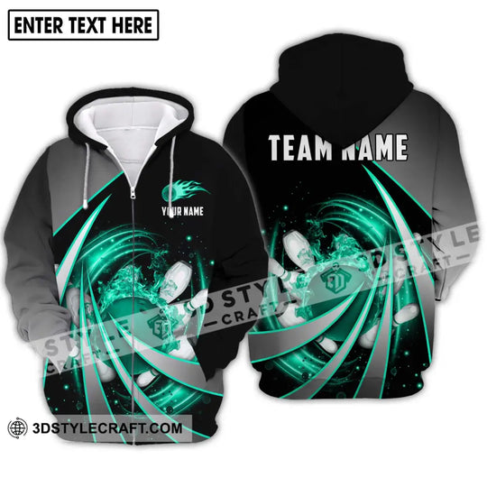 Unisex Shirt - Custom Name And Team Name Shirt, Green Bowling Line style option 2
