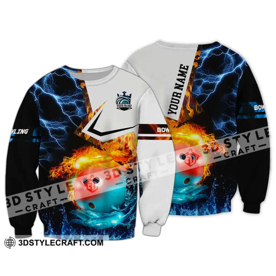 Unisex Shirt - Custom Name And Team Name Shirt, Ice Fire Bowling Ball Shirt style option 4