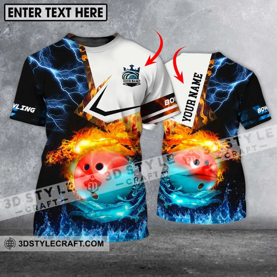 Unisex Shirt - Custom Name And Team Name Shirt, Ice Fire Bowling Ball Shirt style option 1