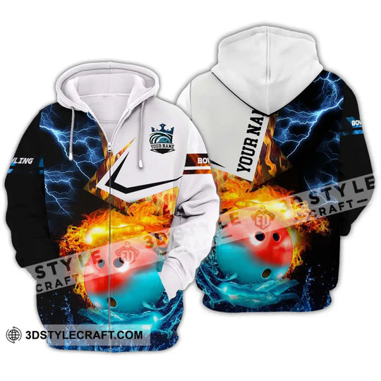 Unisex Shirt - Custom Name And Team Name Shirt, Ice Fire Bowling Ball Shirt style option 2