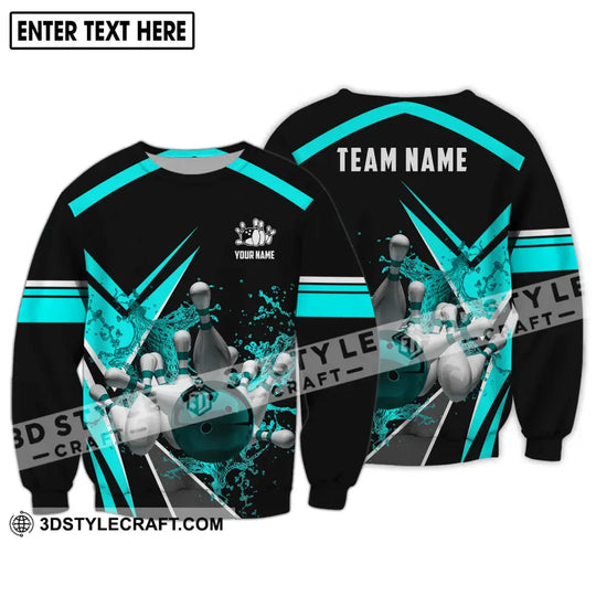 Unisex Shirt - Custom Name And Team Name Shirt, Navy Water Bowling Ball Shirt style option 4