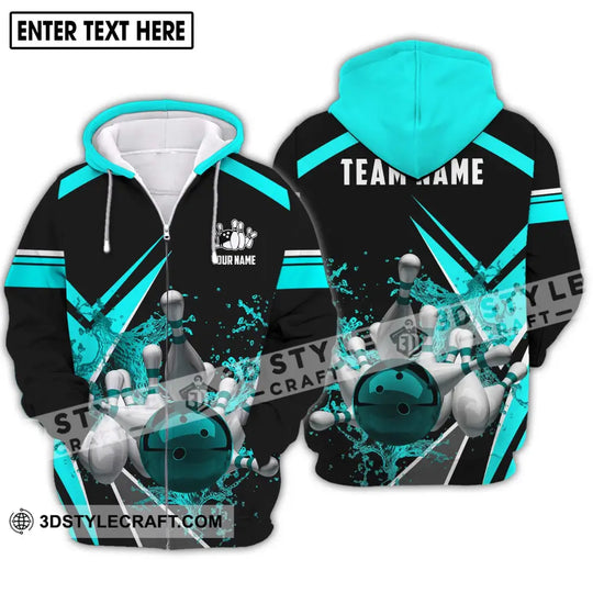 Unisex Shirt - Custom Name And Team Name Shirt, Navy Water Bowling Ball Shirt style option 2