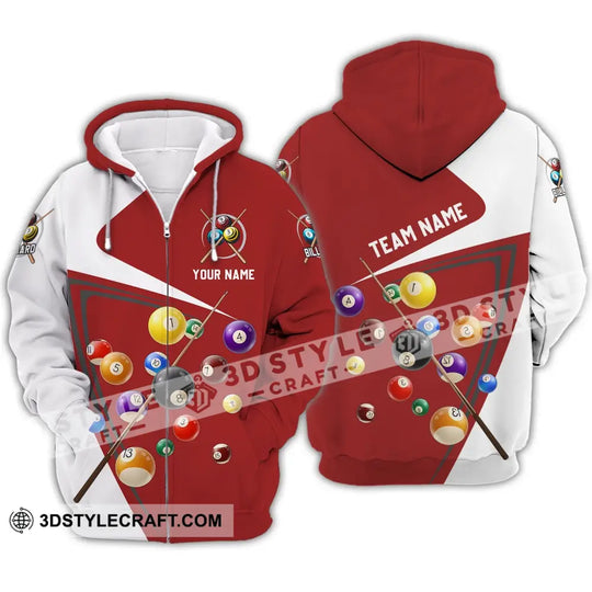 Unisex Shirt - Custom Name And Team Name Shirt - Red And White Shirt For Billiard Lover style option 4