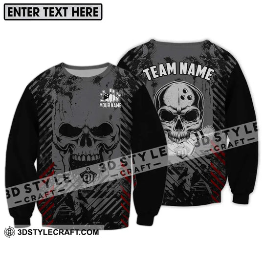 Unisex Shirt - Custom Name And Team Name Shirt, Skull Bowling Shirt style option 4