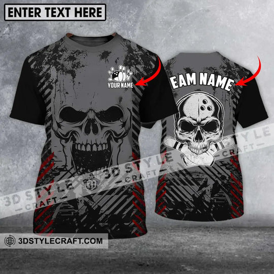 Unisex Shirt - Custom Name And Team Name Shirt, Skull Bowling Shirt style option 1