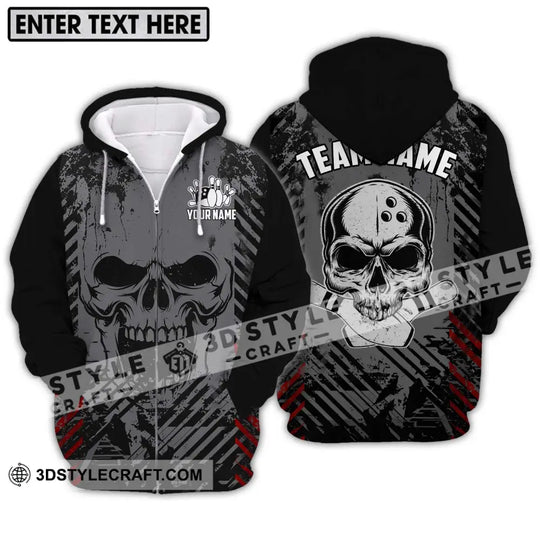 Unisex Shirt - Custom Name And Team Name Shirt, Skull Bowling Shirt style option 2
