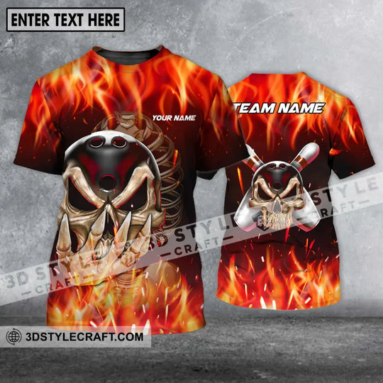 Unisex Shirt - Custom Name And Team Name Shirt - Skull Fire Bowling - Shirt For Bowling Lover style option 2