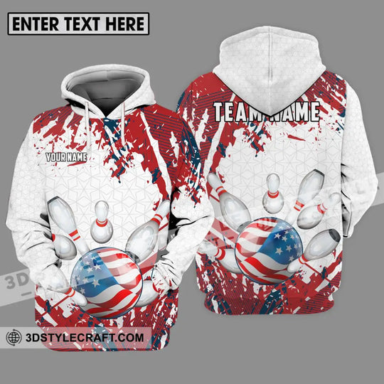Unisex Shirt - Custom Name And Team Name Sport Shirt, America Flag Color Bowling Ball style option 3