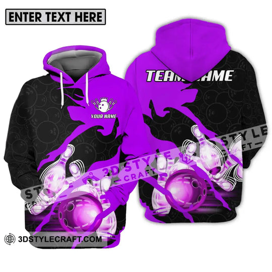 Unisex Shirt - Custom Name And Team Sport Bowling Shirt, Purple Bowling Ball style option 3