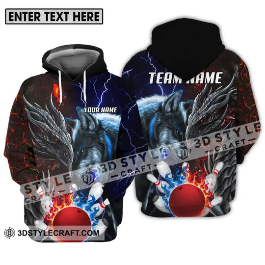 Unisex Shirt - Custom Name And Team Name Sport Shirt, Fire Ice Bowling King style option 3
