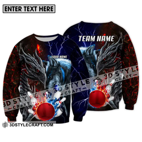 Unisex Shirt - Custom Name And Team Name Sport Shirt, Fire Ice Bowling King style option 4