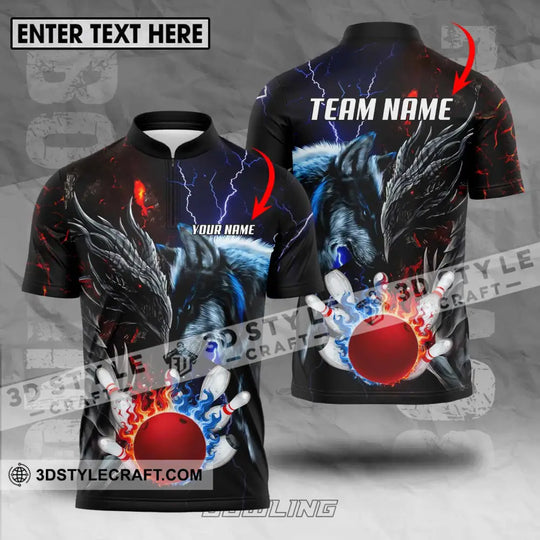 Unisex Shirt - Custom Name And Team Name Sport Shirt, Fire Ice Bowling King style option 1