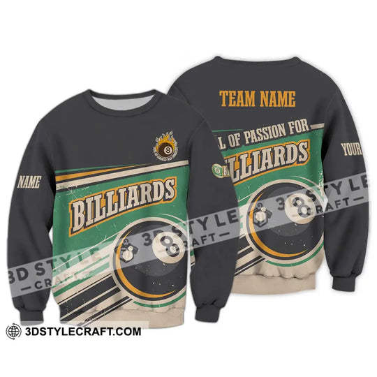 Unisex Shirt - Custom Name And Team Name Sport Shirt, Full Of Passion For Billiards style option 4