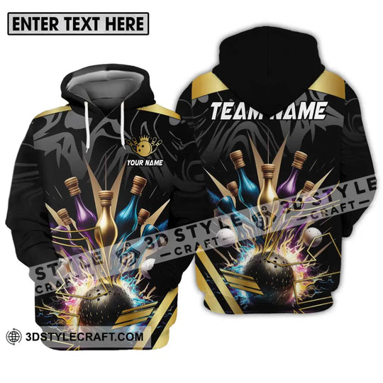 Unisex Shirt - Custom Name And Team Name Sport Shirt, Golden Color Bowling style option 3