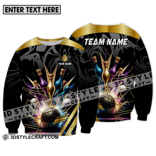 Unisex Shirt - Custom Name And Team Name Sport Shirt, Golden Color Bowling style option 4