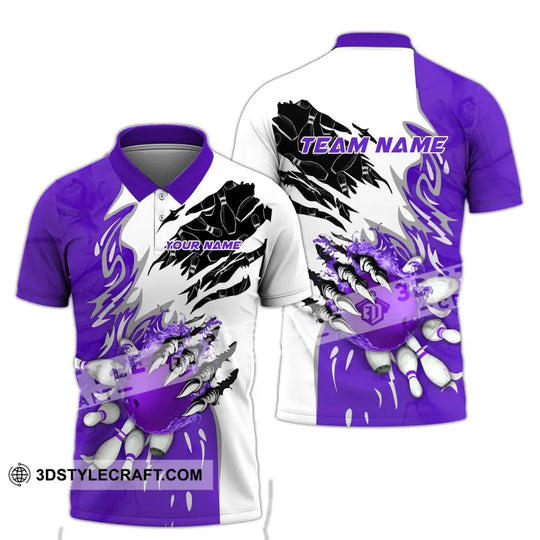 Unisex Shirt - Custom Name And Team Name Sport Shirt, Purple Bowling style option 2