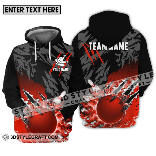 Unisex Shirt - Custom Name And Team Name Sport Shirt, Red Bowling Ball And Pins style option 3