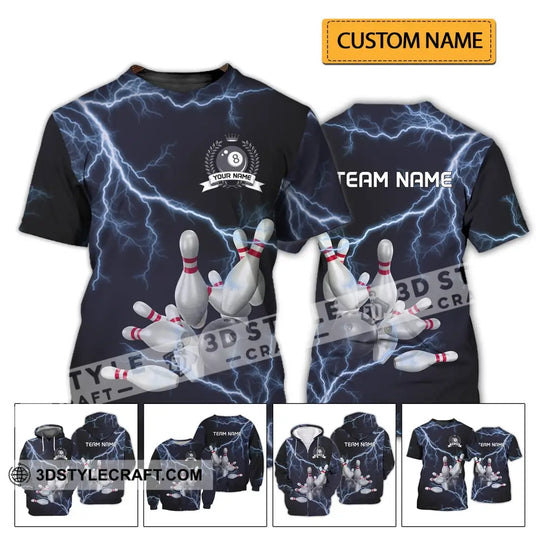 Unisex Shirt - Custom Name And Team Name Shirt - Thunder Bowling Balls style option 2
