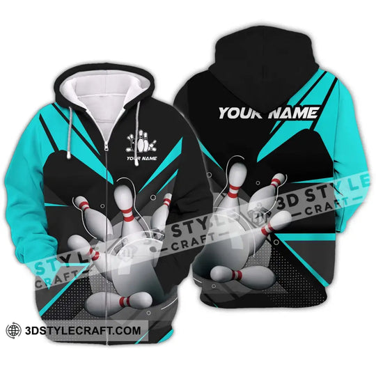 Unisex Shirt - Custom Name And Team Name Shirt, White Bowling Ball And Pins style option 2