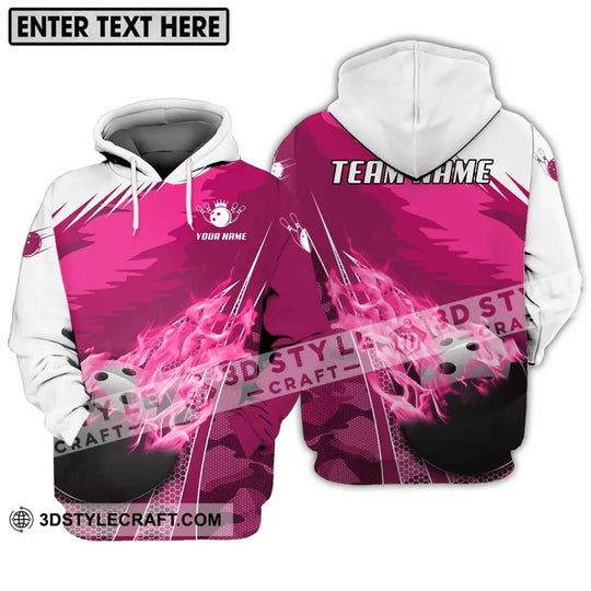 Unisex Shirt - Custom Name And Team Name Shirt, White Pink Bowling style option 3