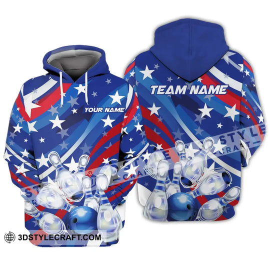 Unisex Shirt - Custom Name And Team Name Shirt, White Stars Bowling Flag Shirt style option 3