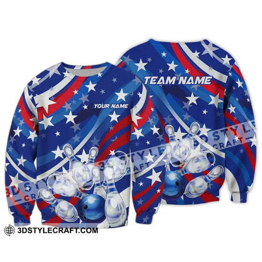 Unisex Shirt - Custom Name And Team Name Shirt, White Stars Bowling Flag Shirt style option 4