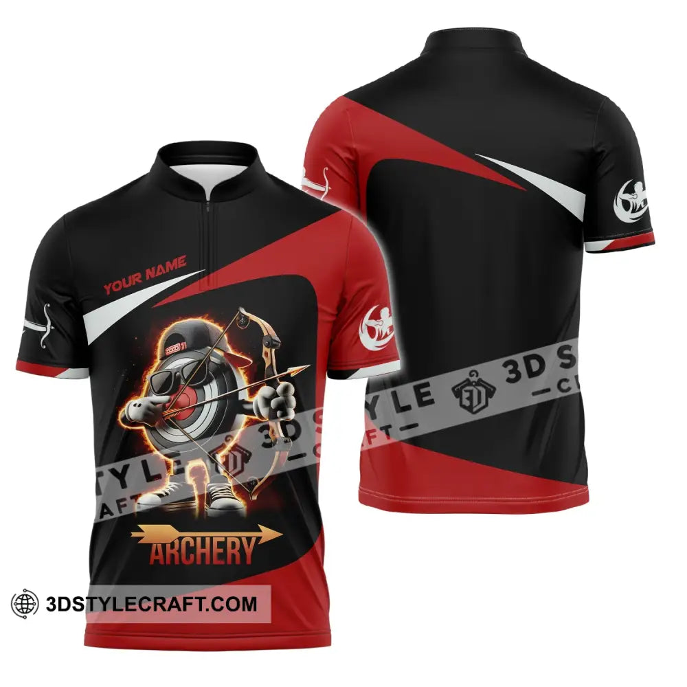 Unisex Shirt Custom Name Archery Polo Long Sleeve Love T-Shirt Zipper / S T-Shirt