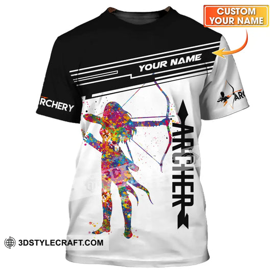 Unisex Shirt - Custom Name Archery Sport Shirt, Black And White style option 1