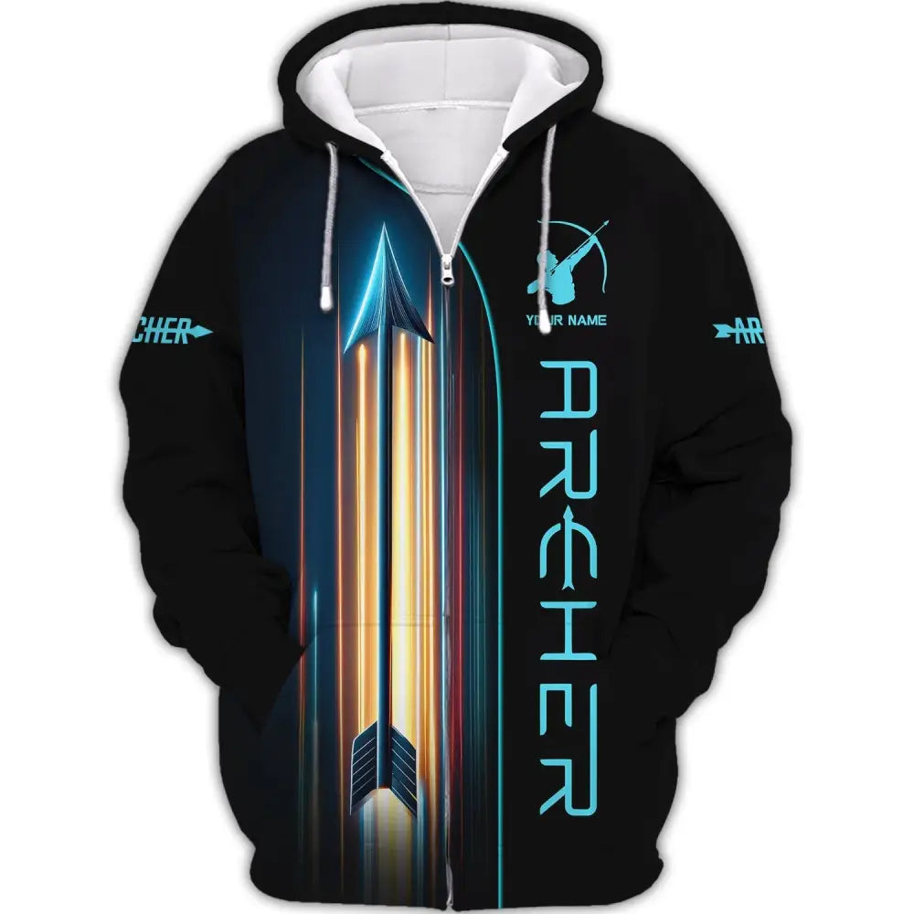 Unisex Shirt Custom Name Archery T-Shirt Polo Gifts For Lovers Zipper Hoodie / S