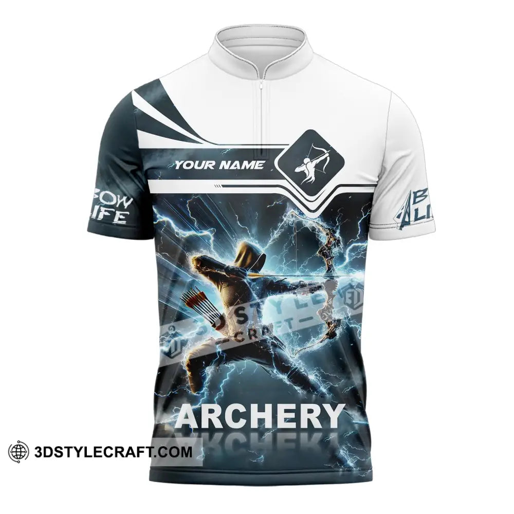Unisex Shirt - Custom Name Archery Zipper Polo / S T-Shirt
