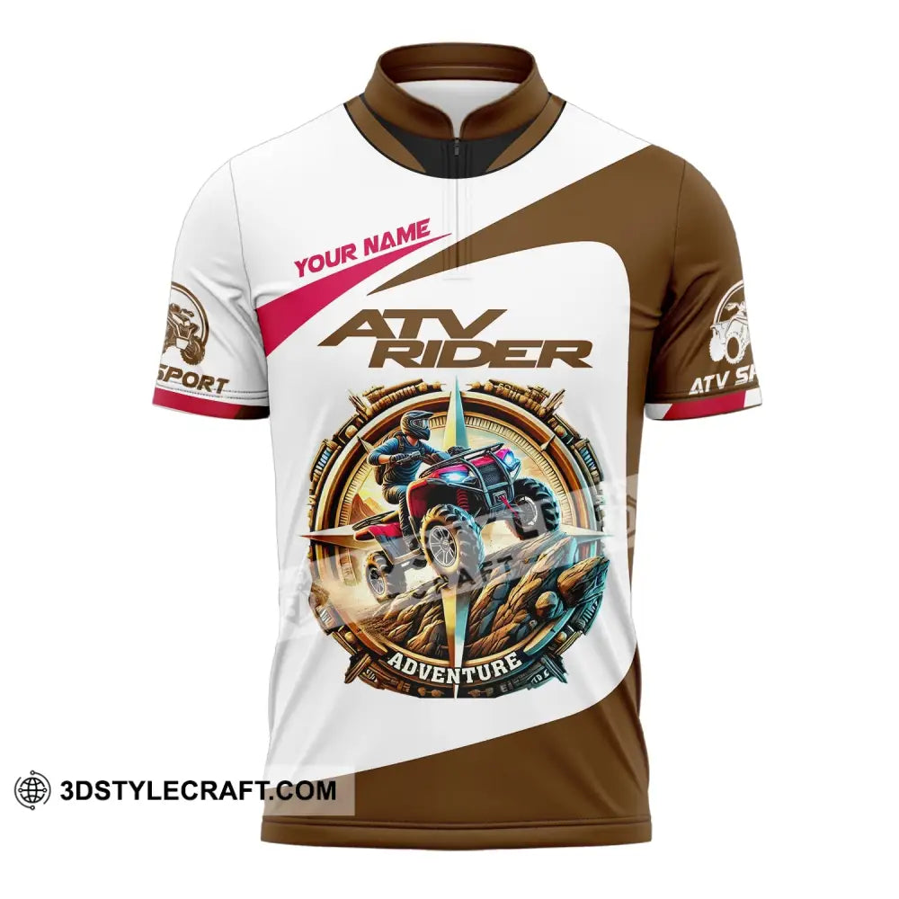 Unisex Shirt Custom Name Atv Rider Polo Long Sleeve Zipper / S T-Shirt