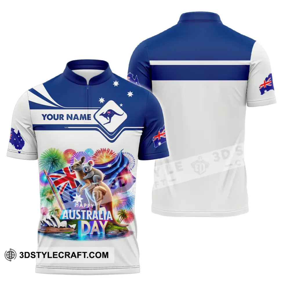 Unisex Shirt Custom Name Australia Lover Gift Zipper Polo / S T-Shirt