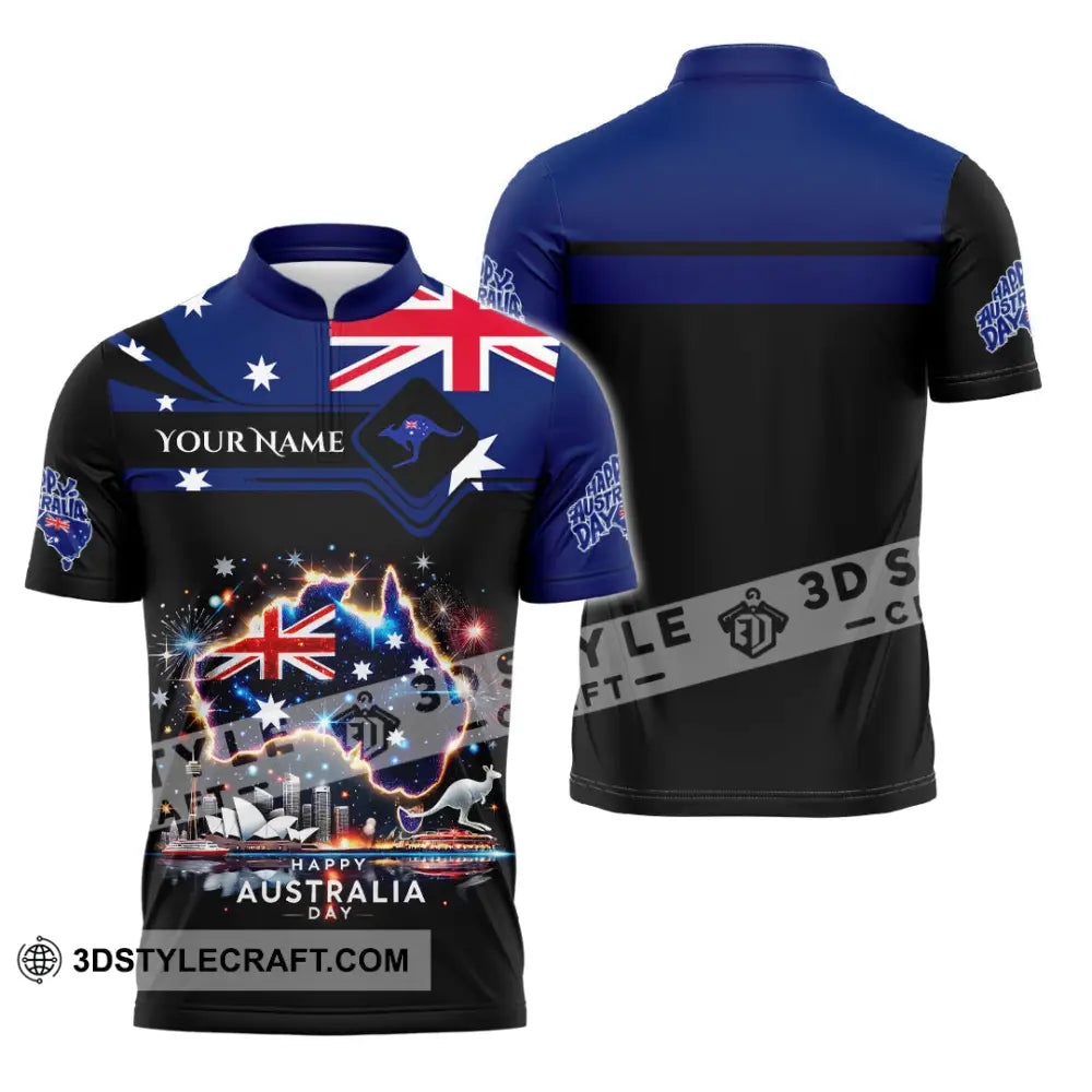 Unisex Shirt Custom Name Australia Lover Gift Zipper Polo / S T-Shirt