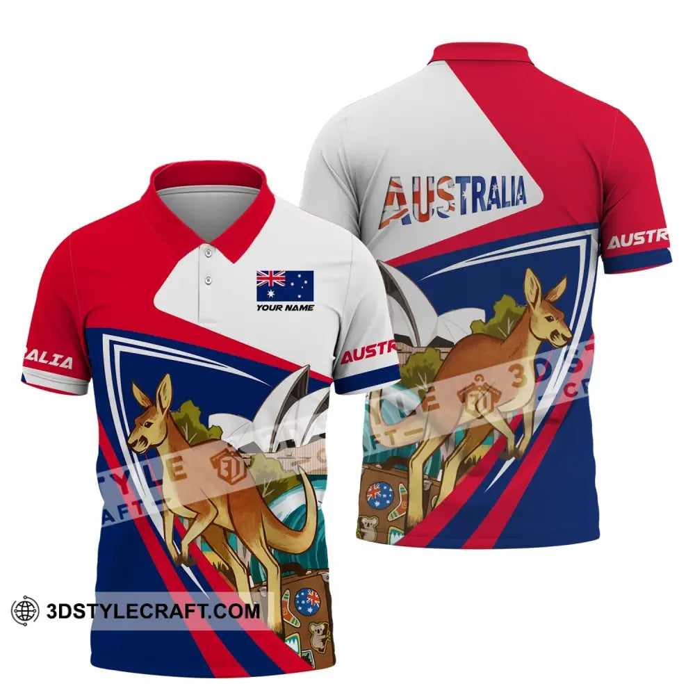 Unisex Shirt Custom Name Australia T-Shirt Kangaroo Polo / S