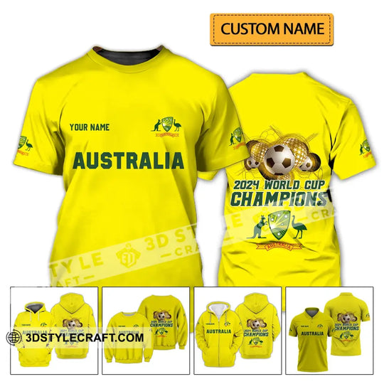 Unisex Shirt - Custom Name Shirt - Australian Cricket Team Champions ICC World Cup Shirt style option 2