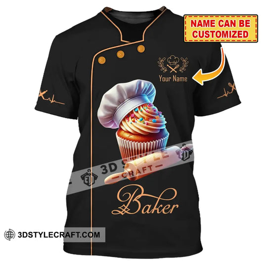 Unisex Shirt, Custom Name Baker Shirt, Bakery Chef Polo Long Sleeve, Bakery Shop T-Shirt style option 1